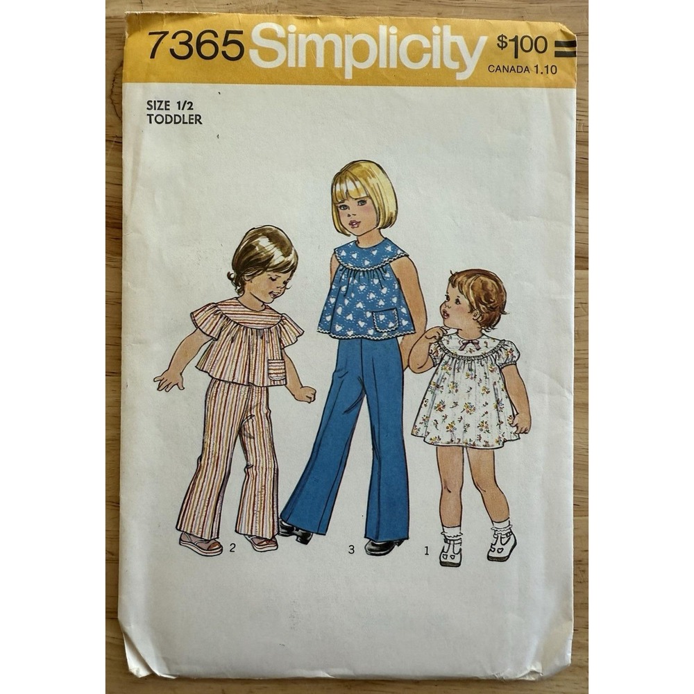 VTG Simplicity Pattern 7365 Toddlers & Child's Dress Or Top & Pants Size 1/2‎ UC